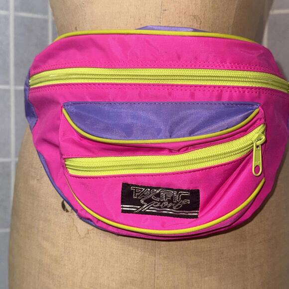Other - 90s Fanny Sports Pack Waist Purse Neon Zippered Pouch Hip Bag Vintage